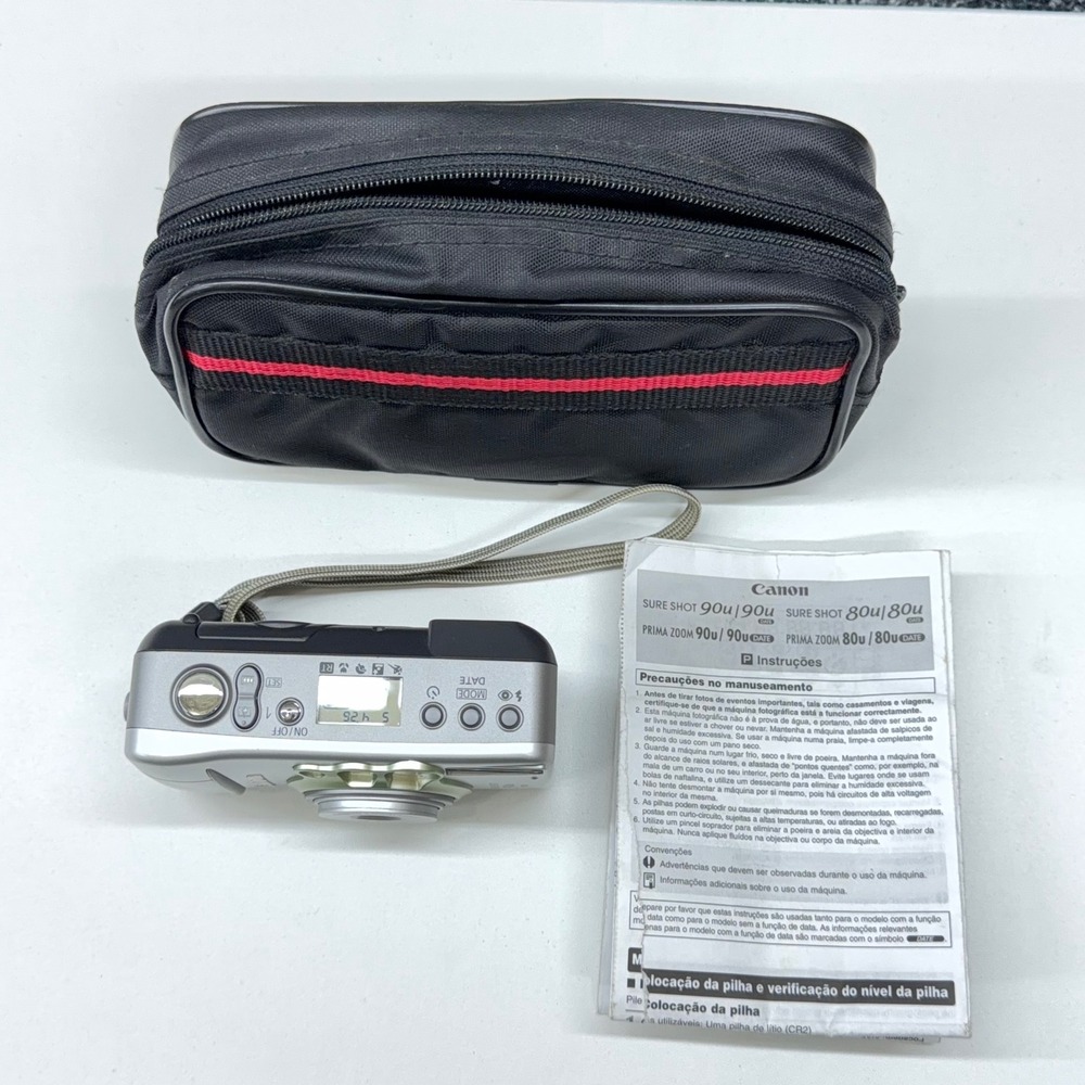 Canon Sure Shot 90u Date 35mm Film Camera 38-90mm Zoom Lens Silver with Case - Picture 9 of 9